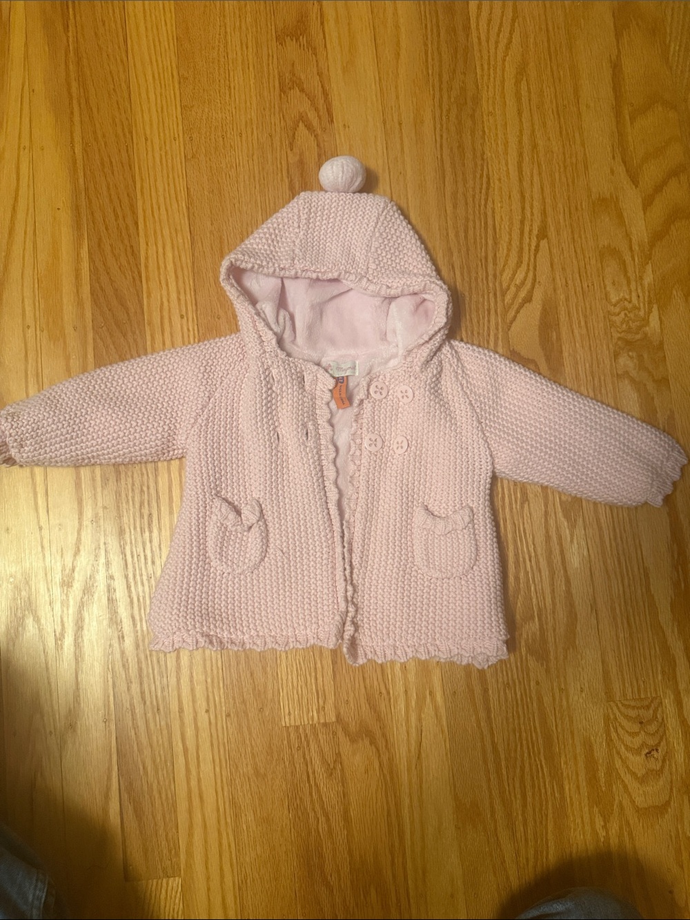 Mayoral Light Pink Knitted Hooded Baby Jacket